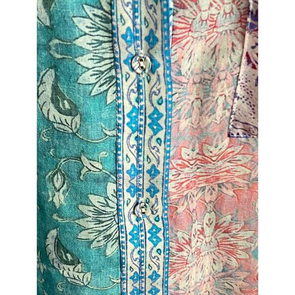 Dream Catcher 100% Silk Colorful Long Sleeve Button-Up Shirt Multi Women's 36/M - Picture 5 of 9